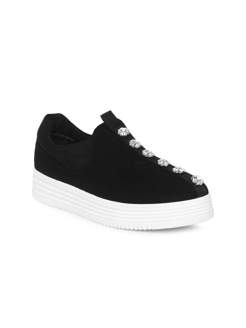 Solid black womens sneakers store