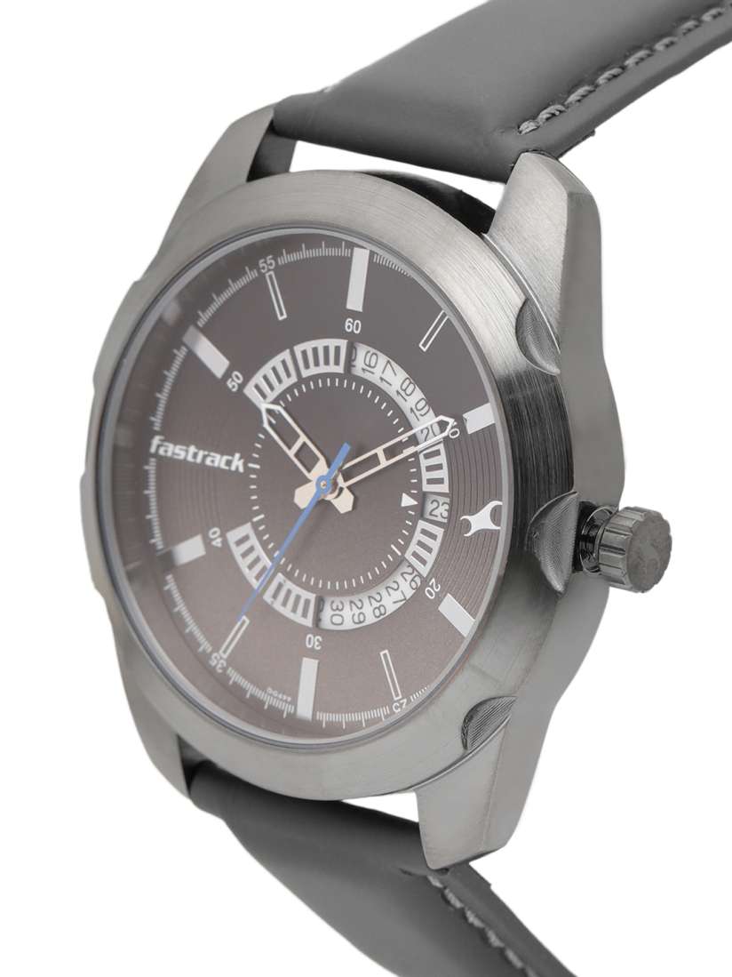 Buy Fastrack Men Black Grey Leather Analogue Watch 3123QL01 Watches for Men 8614081 Myntra