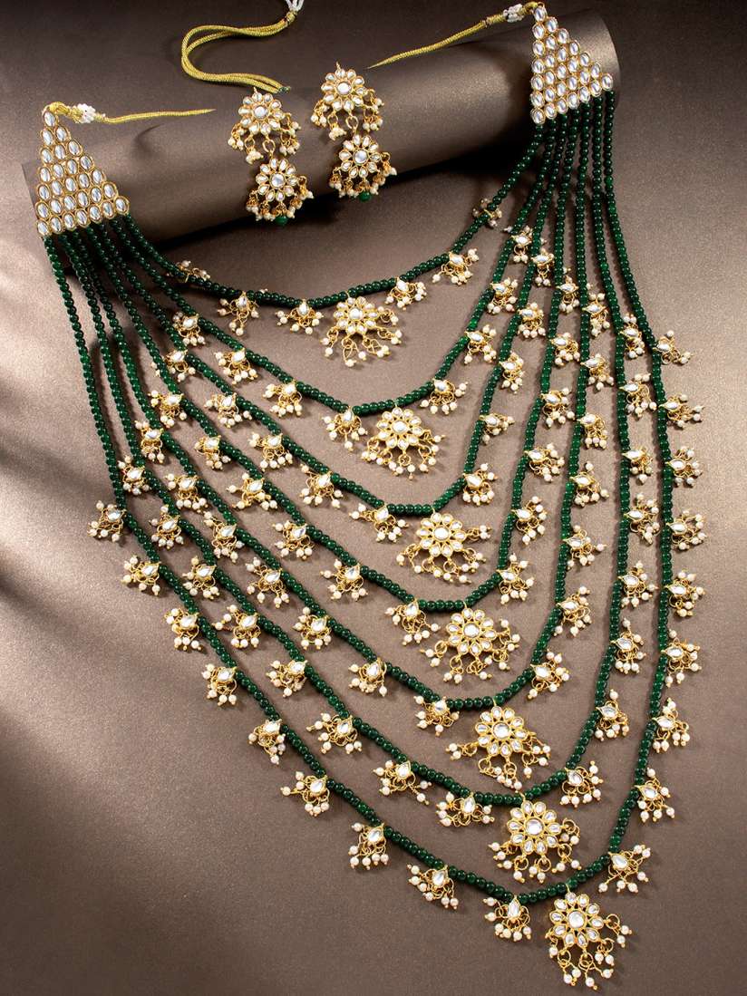 Buy Peora Women Gold Plated Green Stone Studded Jewellery Set Jewellery Set for Women 8625663 Myntra