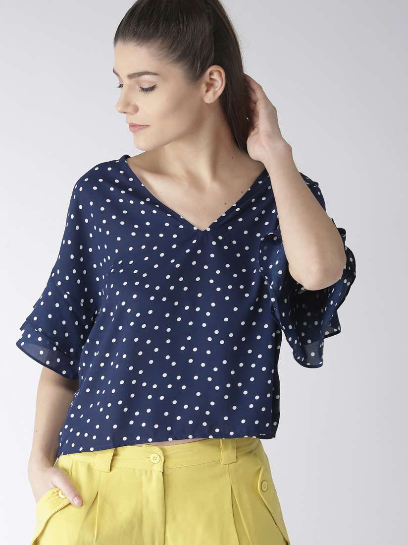 Buy FOREVER 21 Women Navy Blue White Printed Styled Back Top Tops for Women 8633545 Myntra