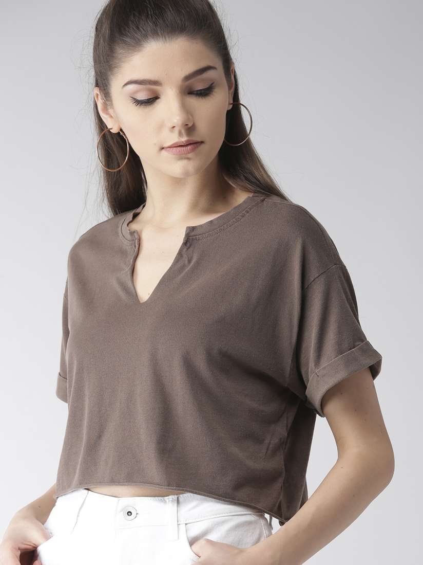 Buy FOREVER 21 Women Brown Solid Boxy Top Tops for Women 8633993 Myntra