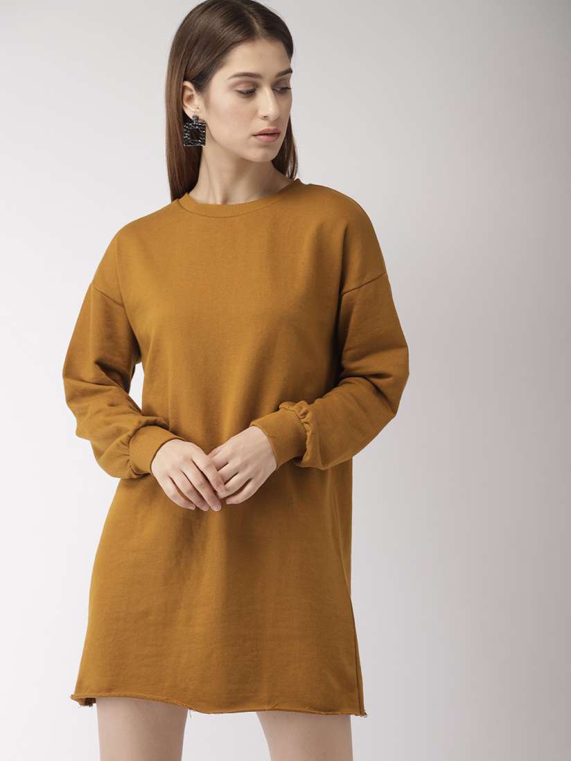 Buy FOREVER 21 Women Mustard Brown Solid Sweater Dress Dresses for Women 8634175 Myntra