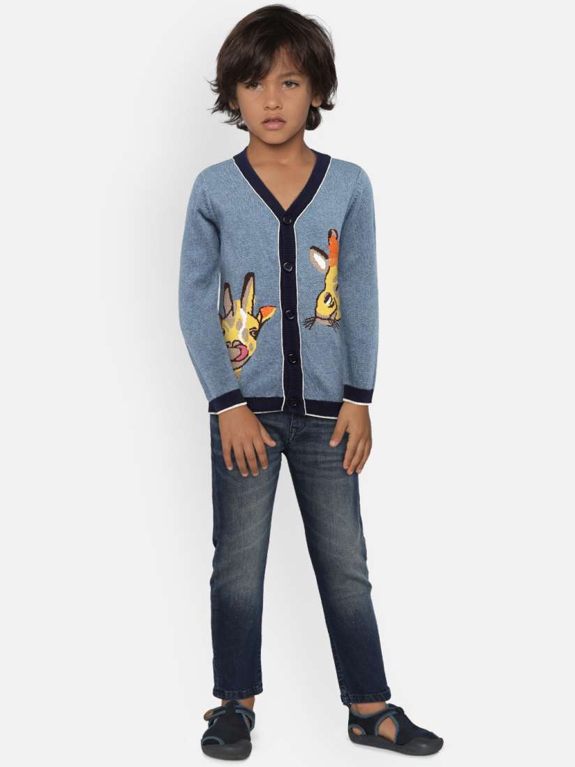Buy MONSOON CHILDREN Boys Blue Printed Cardigan Sweaters for Boys 8634991 Myntra