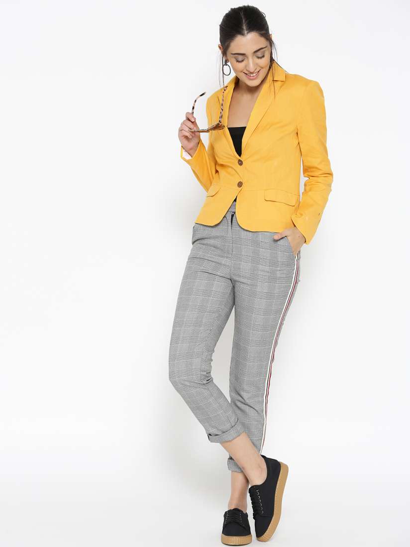 Buy StalkBuyLove Women Mustard Yellow Solid Linen Single Breasted Casual Blazer Blazers for Women 8642999 Myntra