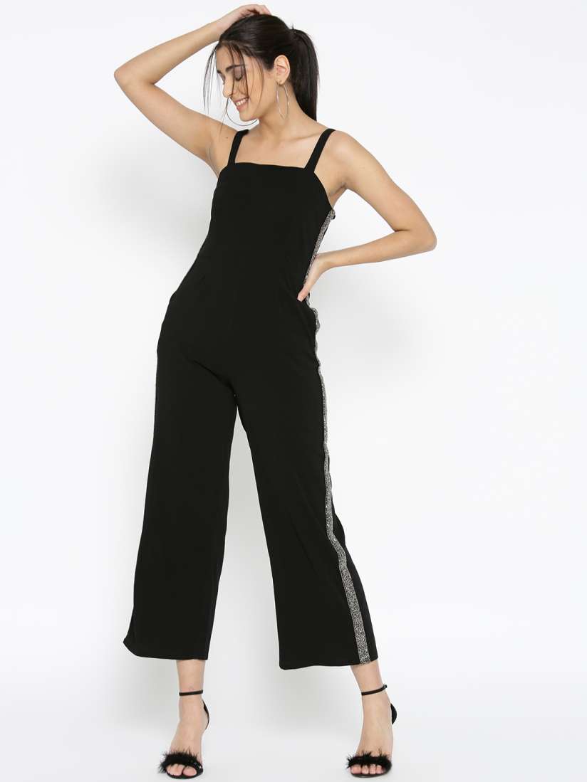 Buy StalkBuyLove Black Solid Basic Jumpsuit Jumpsuit for Women 8643035 Myntra