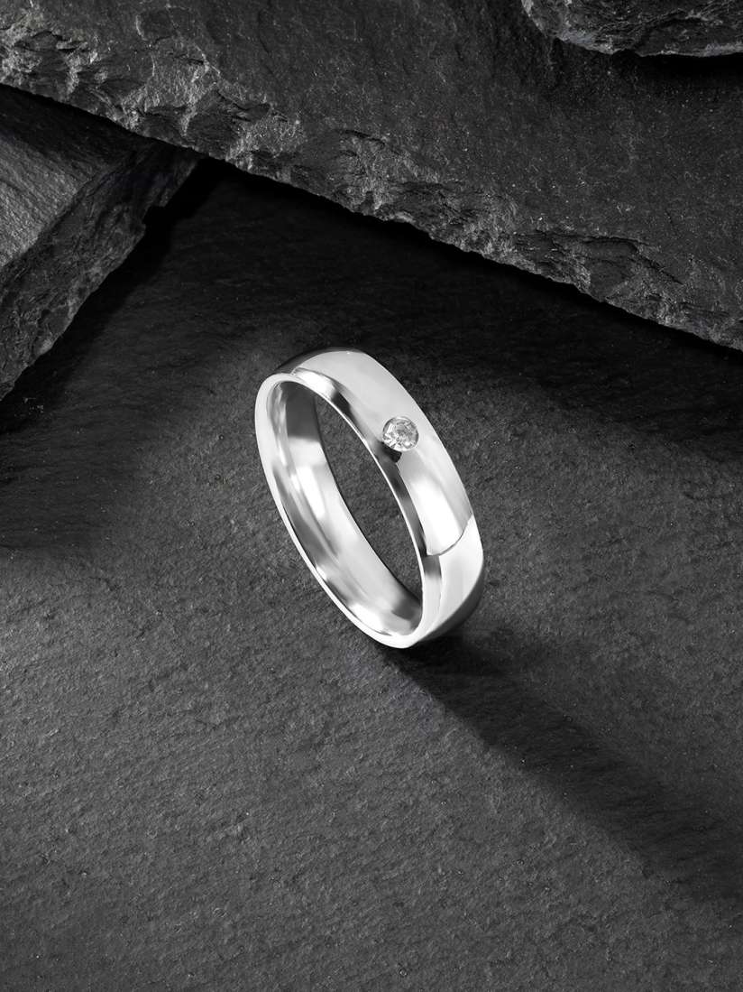 Buy Peora Men Silver Plated 316L Stainless Steel CZ Studded Finger Ring Ring for Men 8652781 Myntra