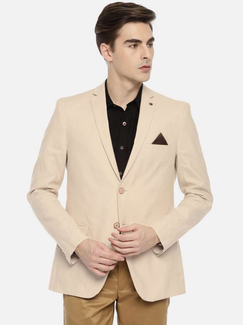 Buy Theme Men Cream Solid Single Breasted Smart Casual Ultima Fitted Blazer Blazers for Men 8653095 Myntra