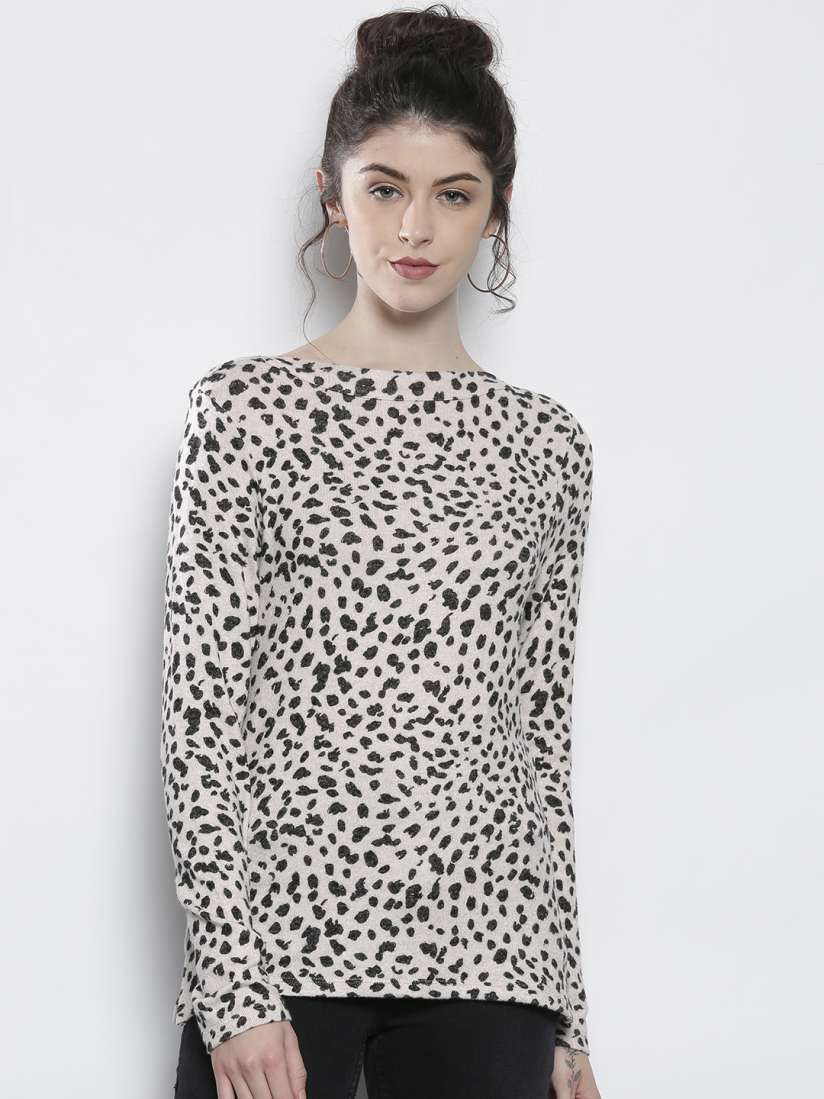 Buy DOROTHY PERKINS Women Beige Black Animal Print Sweater Sweaters for Women 8674855 Myntra