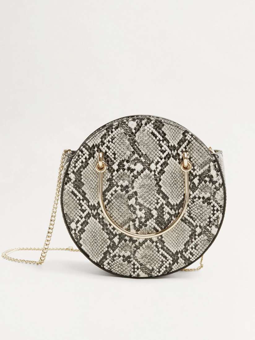 Buy MANGO Black Off White Snakeskin Textured Handheld Bag Handbags for Women 8676247 Myntra