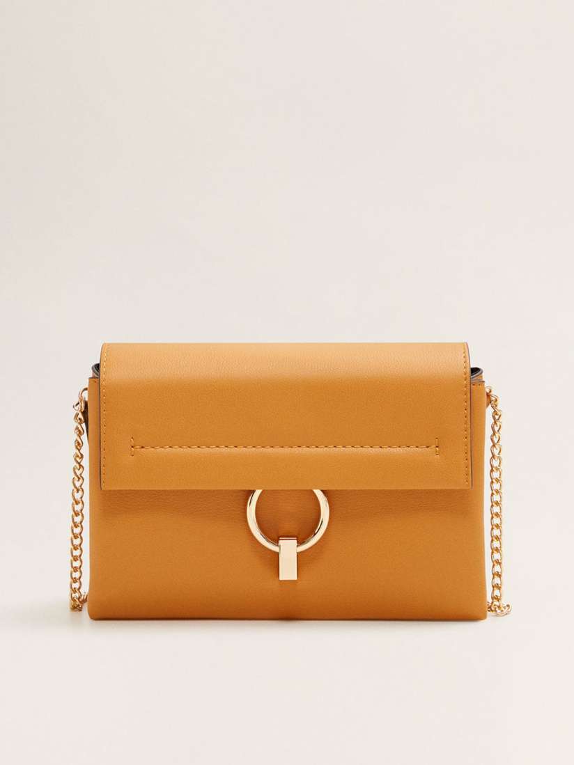 Mango mustard yellow solid sling bag online