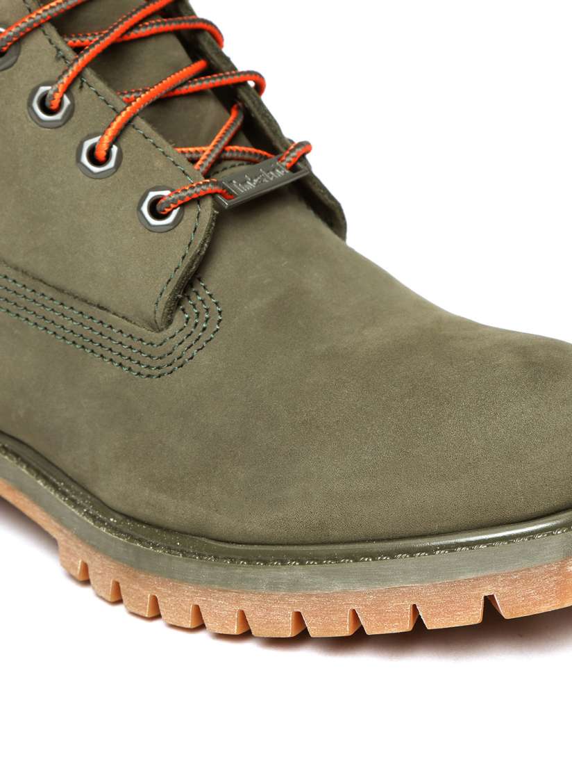 Buy Timberland Men Olive Green Solid 6 Premium Waterproof Casual Leather Flat Boots Boots for Men 8685457 Myntra