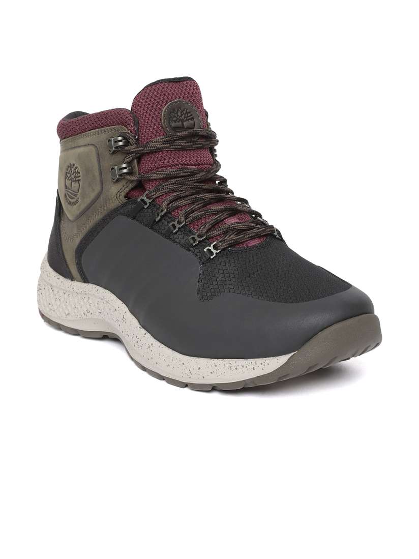 Buy Timberland Men Black Olive Green FlyRoam Trail Fabric Waterproof Hiking Boots Boots for Men 8685479 Myntra