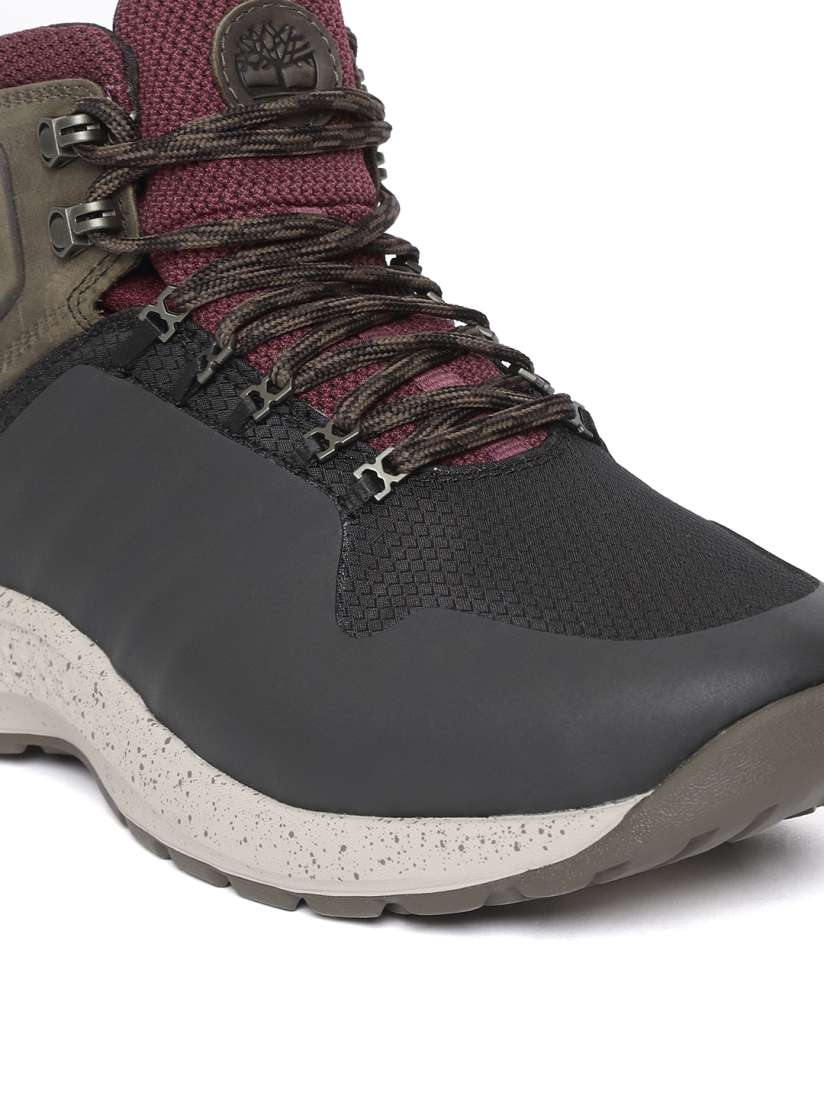 Buy Timberland Men Black Olive Green FlyRoam Trail Fabric Waterproof Hiking Boots Boots for Men 8685479 Myntra