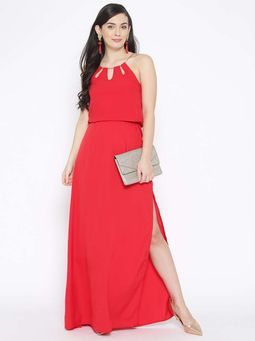 Buy StalkBuyLove Women Red Solid Maxi Dress Dresses for Women 8693125 Myntra