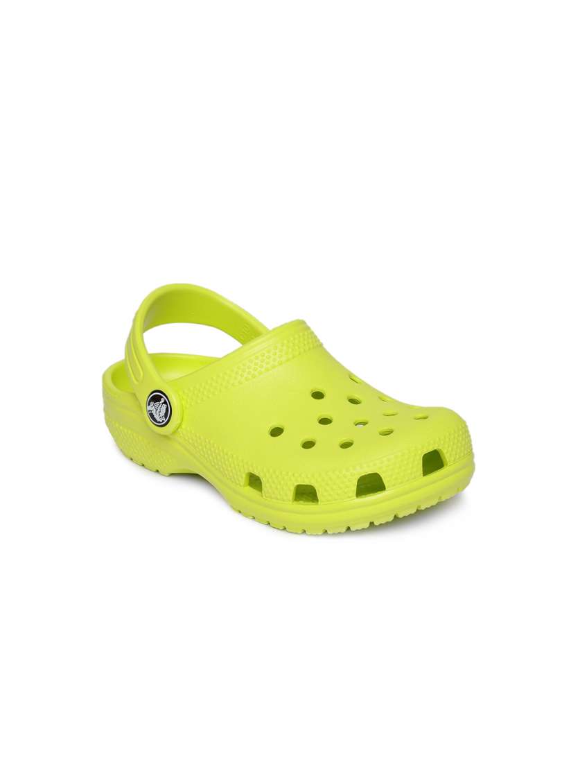 Yellow and green crocs discount