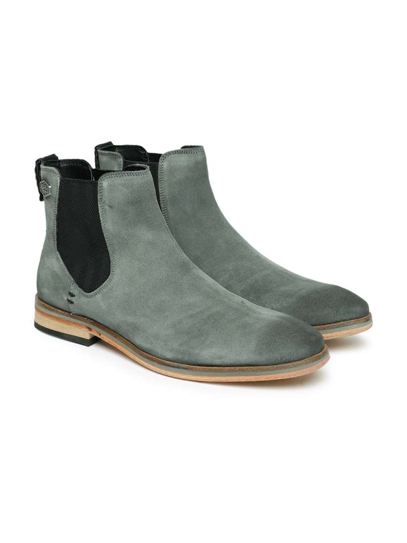 Buy Superdry Men Grey Solid Leather Mid Top Chelsea Boots Boots for Men 8697417 Myntra