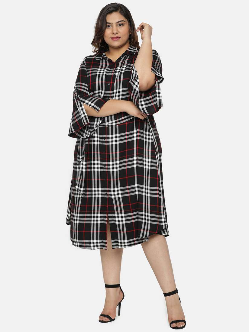 plus size checkered shift dress