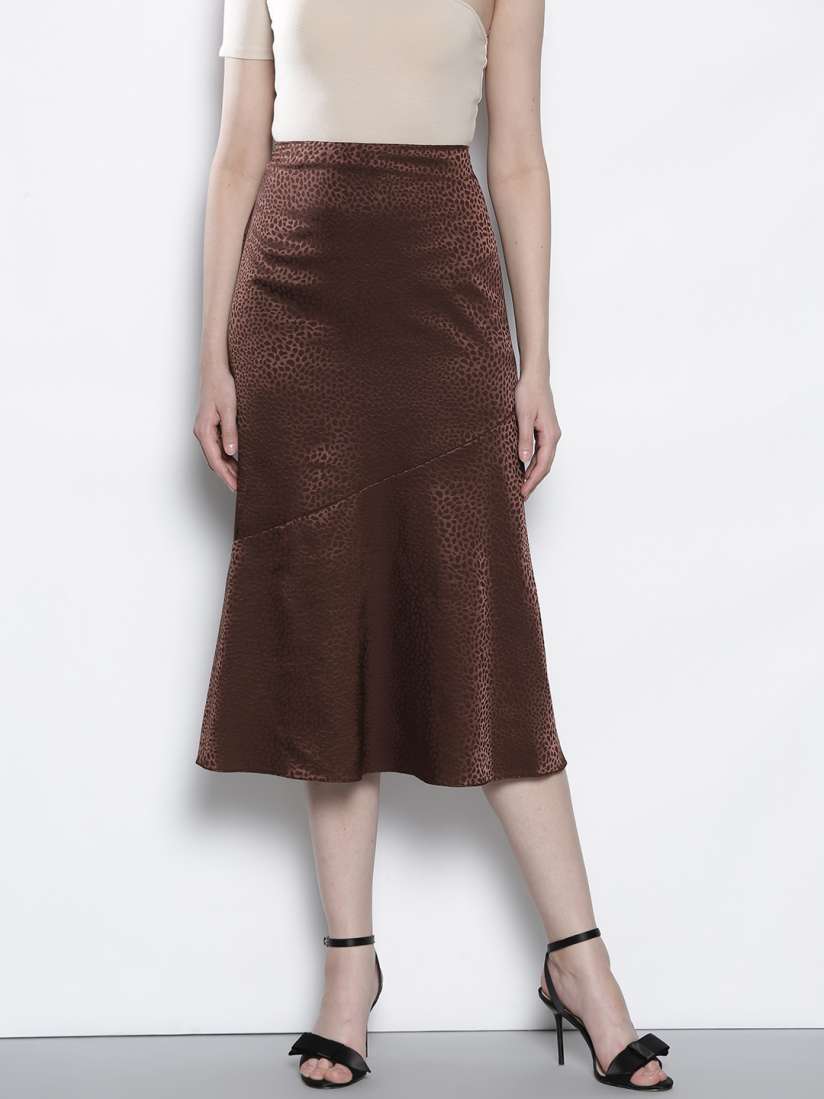 Buy DOROTHY PERKINS Women Brown Self Design A line Midi Skirt Skirts for Women 8706657 Myntra