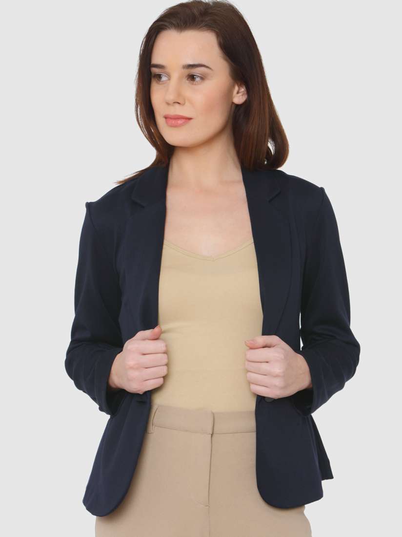 Navy blue casual blazer clearance