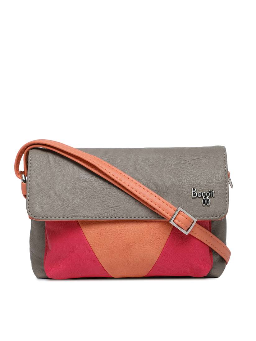 Buy Baggit Grey Pink Colourblocked Sling Bag Handbags for Women 8744377 Myntra