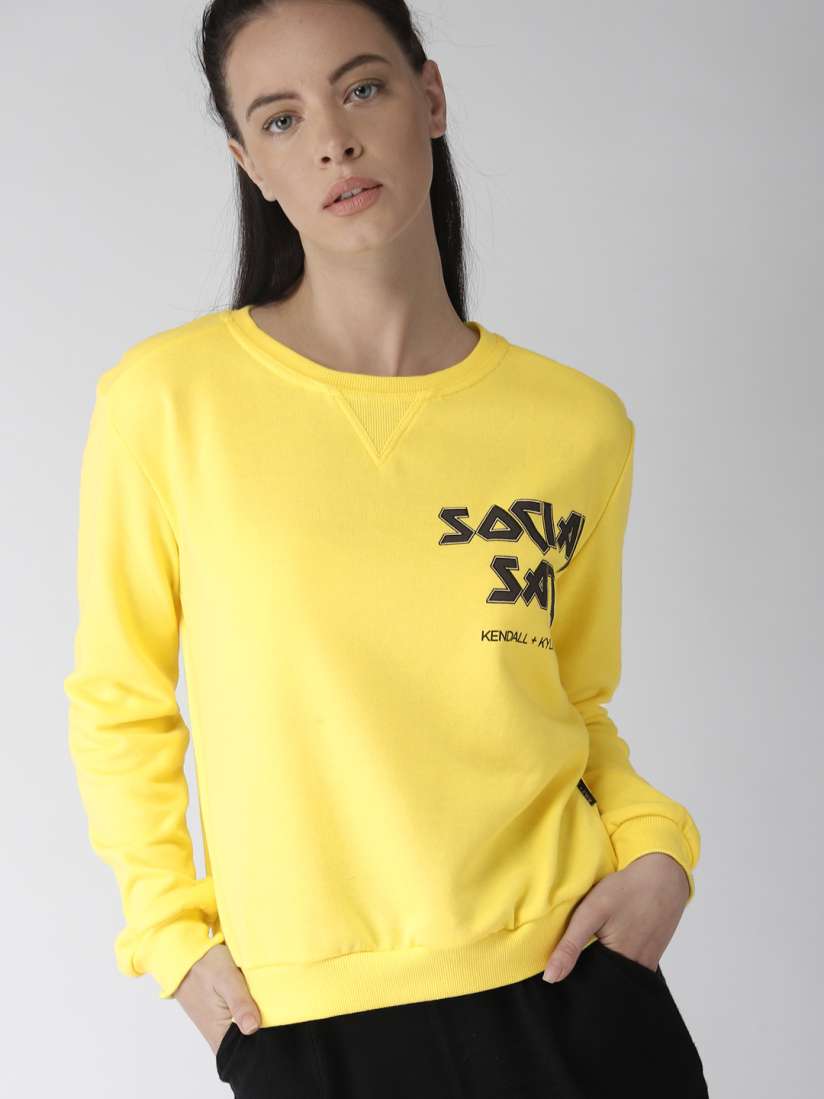 Buy FOREVER 21 Women Yellow Printed Sweatshirt Sweatshirts for Women 8747395 Myntra