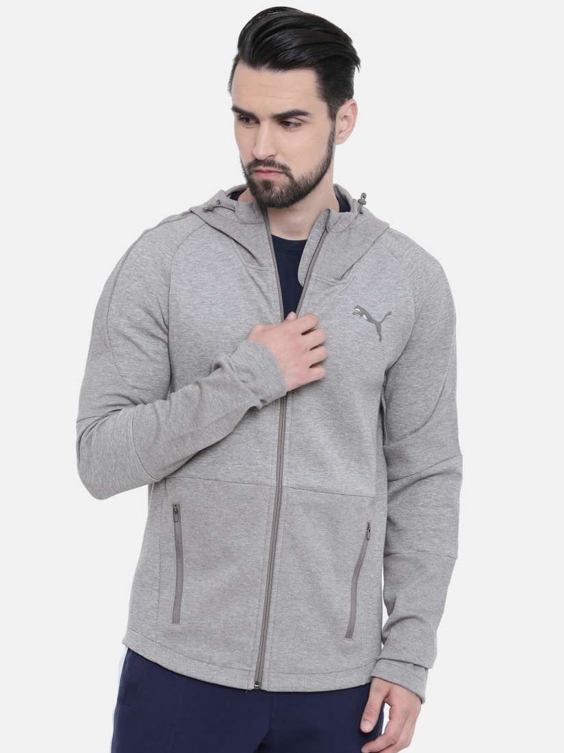 Buy Puma Men Grey Evostripe Move Hooded Jacket Jackets for Men 8748919 Myntra
