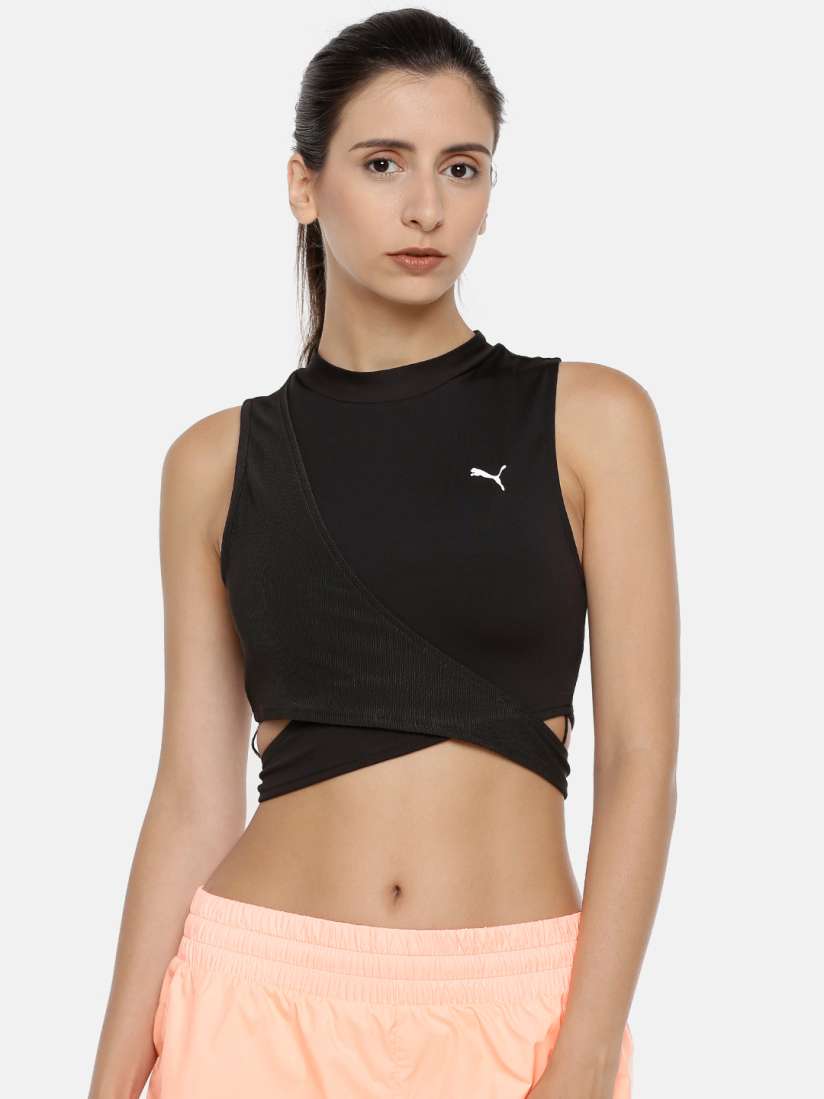 Buy Puma Women Black Solid Chase dryCELL Wrap Crop Top Tops for Women 8755823 Myntra
