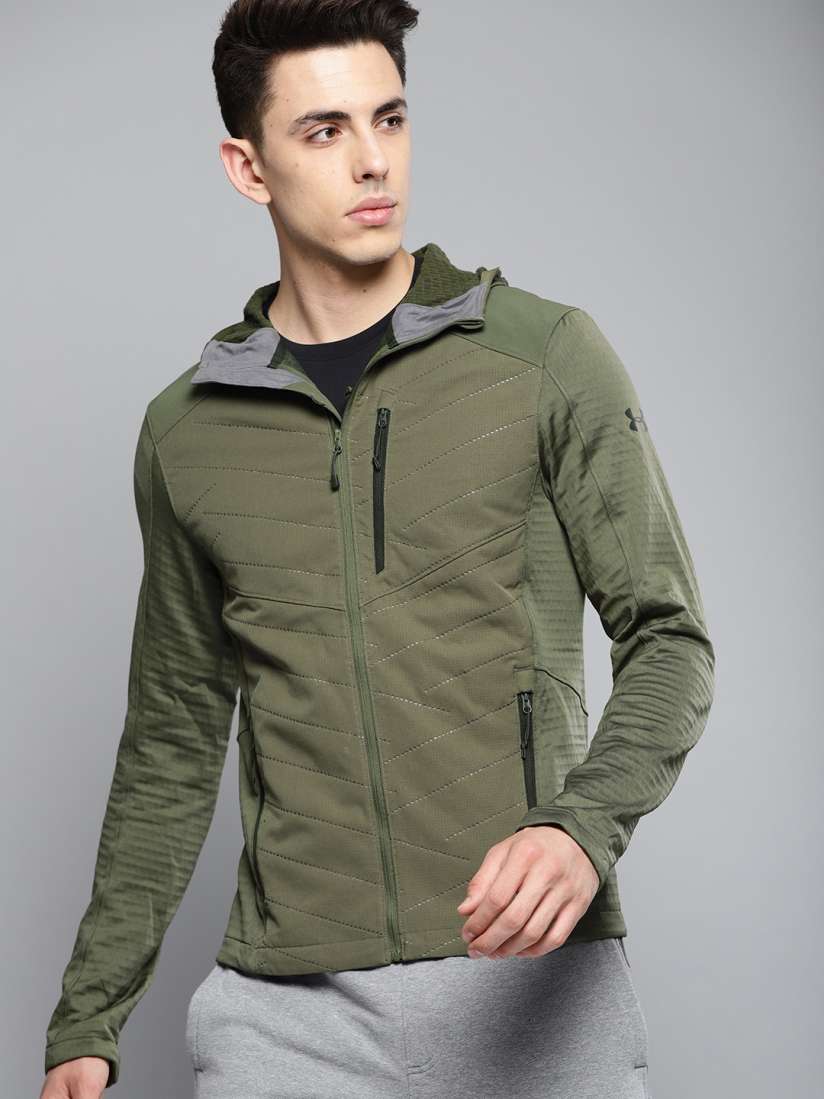 Buy UNDER ARMOUR Men Olive Green ColdGear Reactor Exert Sporty Jacket Jackets for Men 8774433 Myntra