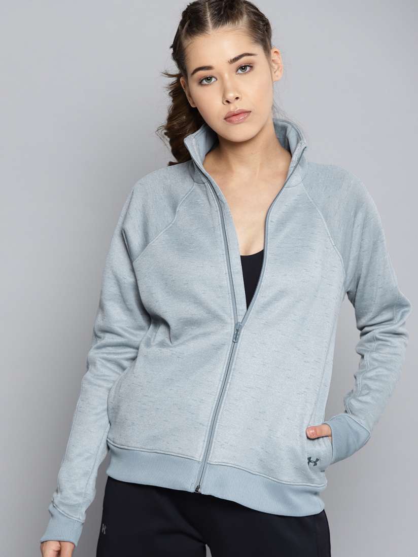 Buy UNDER ARMOUR Women Blue Solid Fleece Full Zip Track Jacket Jackets for Women 8774515 Myntra