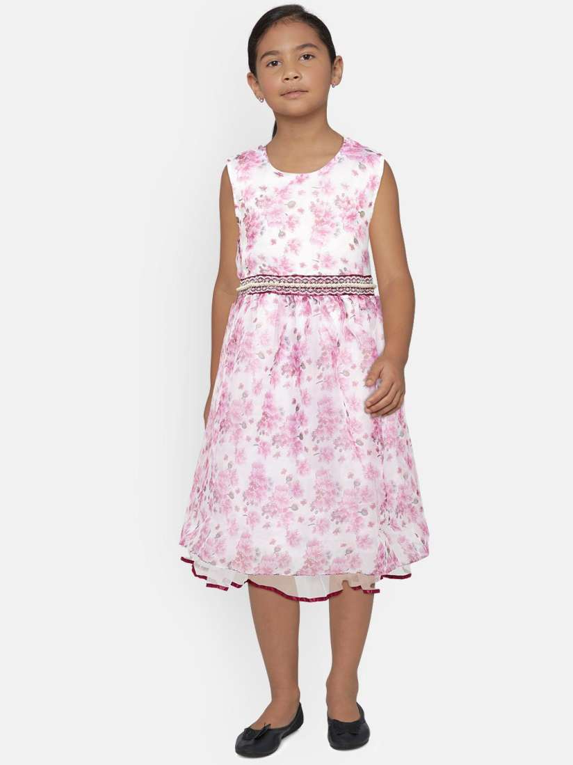 Buy 612 league Girls White Pink Printed Fit and Flare Dress Dresses for Girls 8792553 Myntra