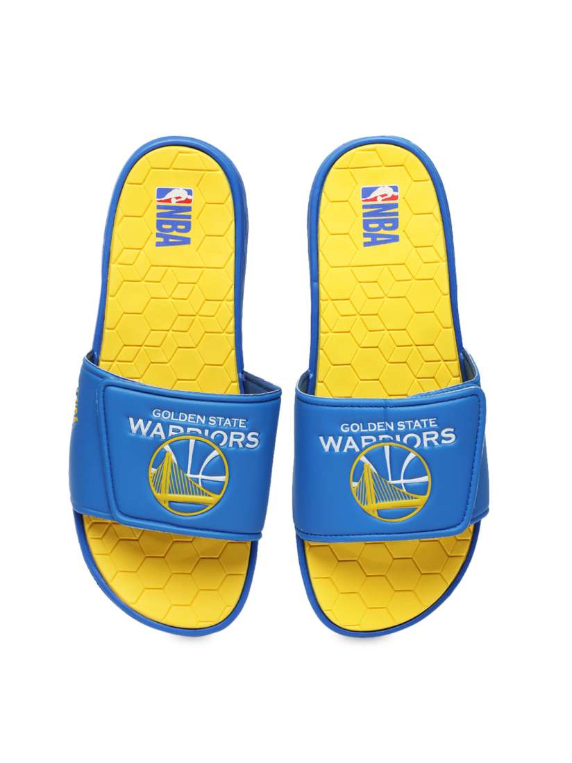 Buy NBA Men Blue Yellow Golden State Warriors Printed Sliders Flip Flops for Men 8795583 Myntra