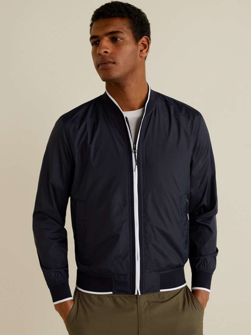 Buy MANGO MAN Navy Blue Solid Bomber Jacket Jackets for Men 8798389 Myntra
