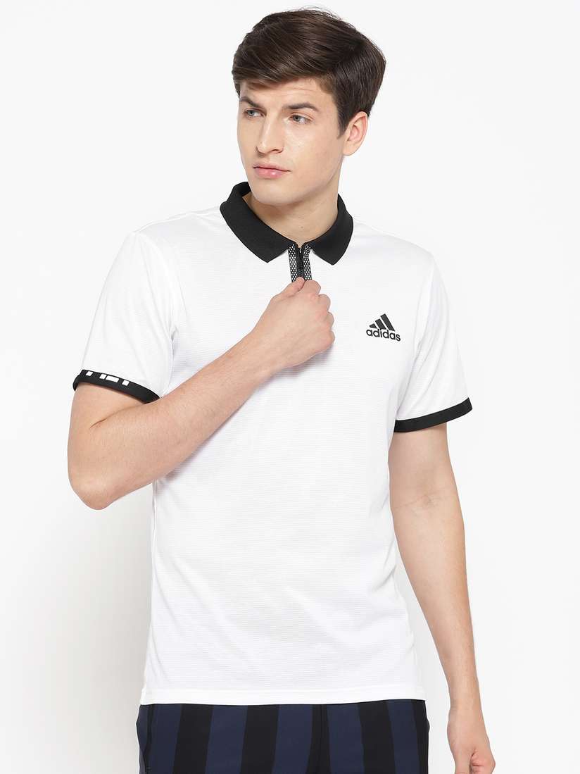 Buy ADIDAS Men White Solid Escouade Polo Collar Tennis T-shirt - Tshirts  for Men 8809467 | Myntra