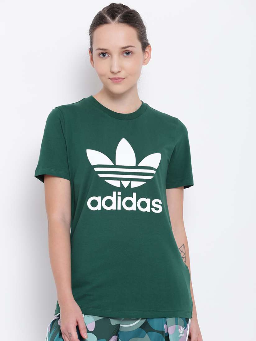 Adidas trefoil t shirt green cheap