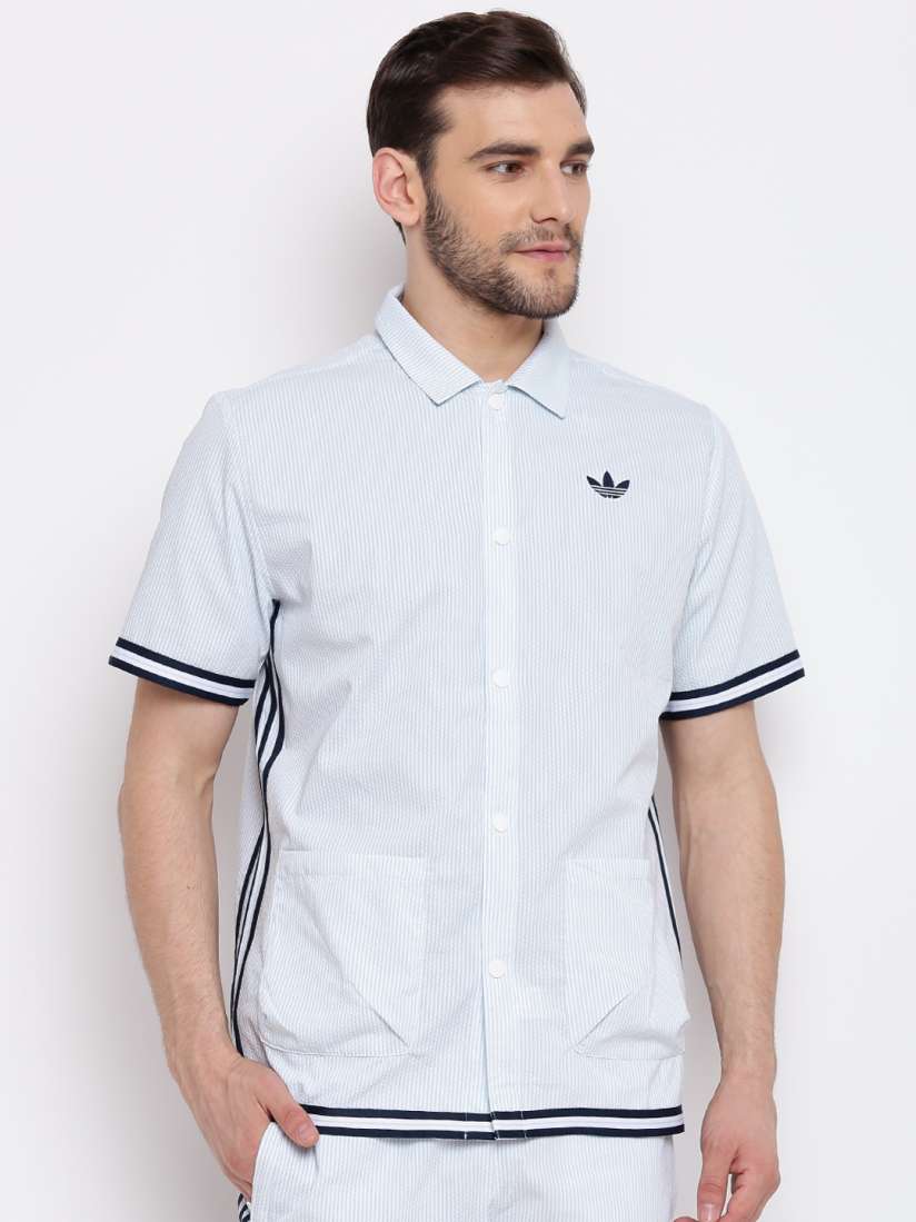 Adidas seersucker shirt top