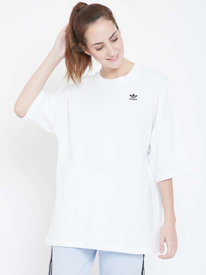 Buy ADIDAS Originals Women White Solid Styling Complements Longline T shirt Tshirts for Women 8809893 Myntra
