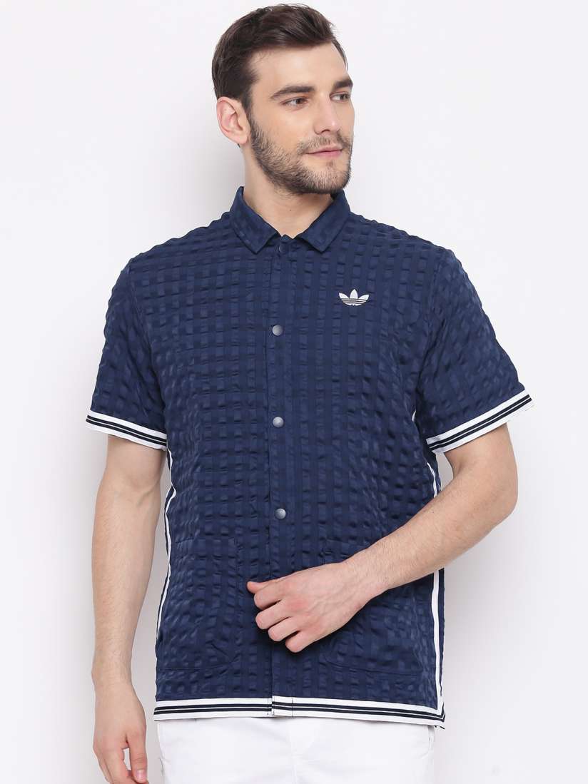 Buy ADIDAS Originals Men Navy Blue Self Checked Shirt Shirts for Men 8809951 Myntra