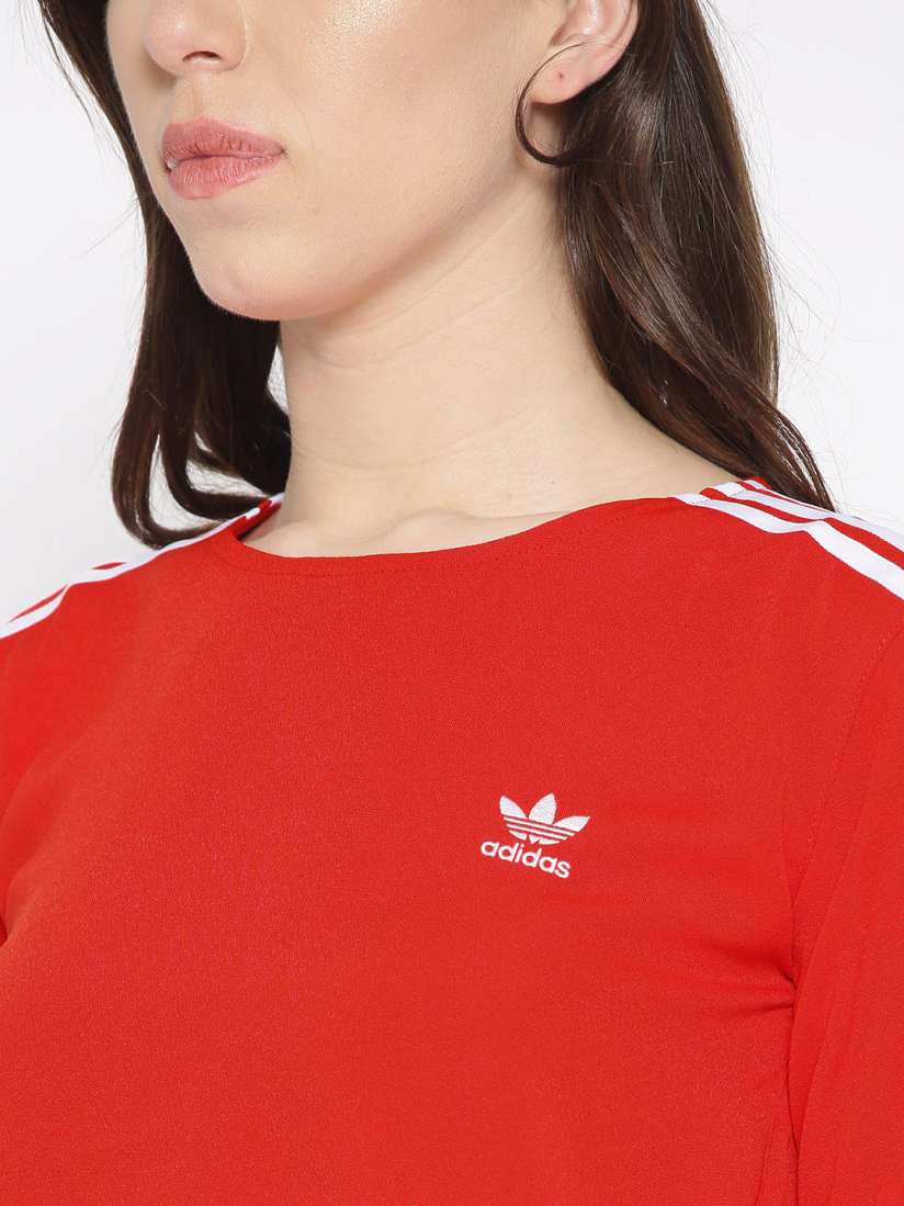 Buy ADIDAS ORIGINALS Women Red Solid 3 Stripe T shirt Tshirts for Women 8810333 Myntra