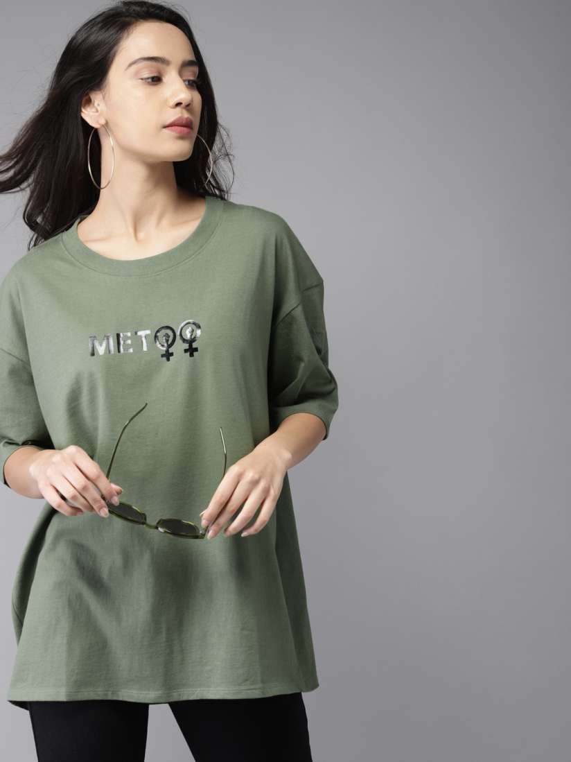 Buy Moda Rapido Women Green Printed Round Neck Pure Cotton T shirt Tshirts for Women 8813269 Myntra