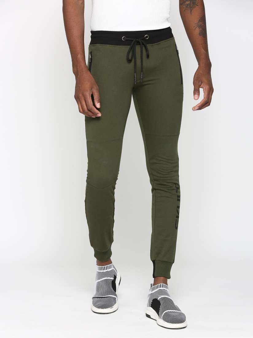 Buy SKULT By Shahid Kapoor Men Olive Green Slim Fit Joggers Track Pants for Men 8816945 Myntra