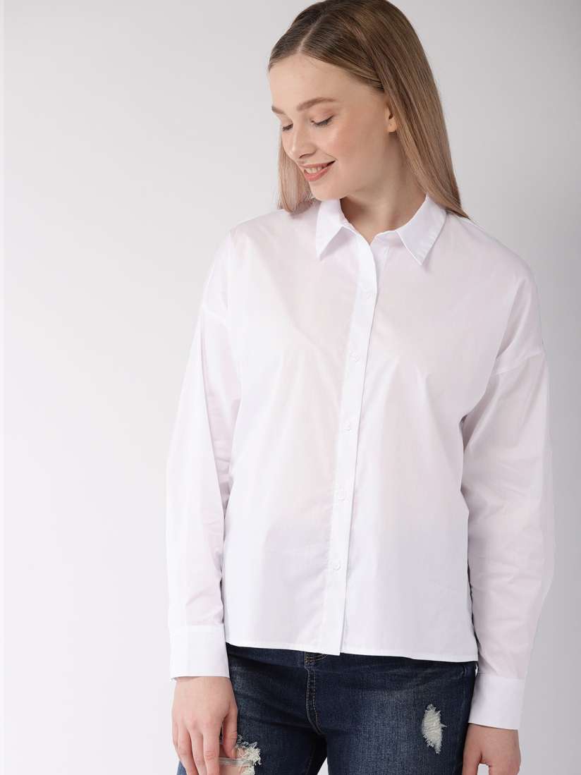 Buy FOREVER 21 Women White Regular Fit Solid Casual Shirt Shirts for Women 8821843 Myntra