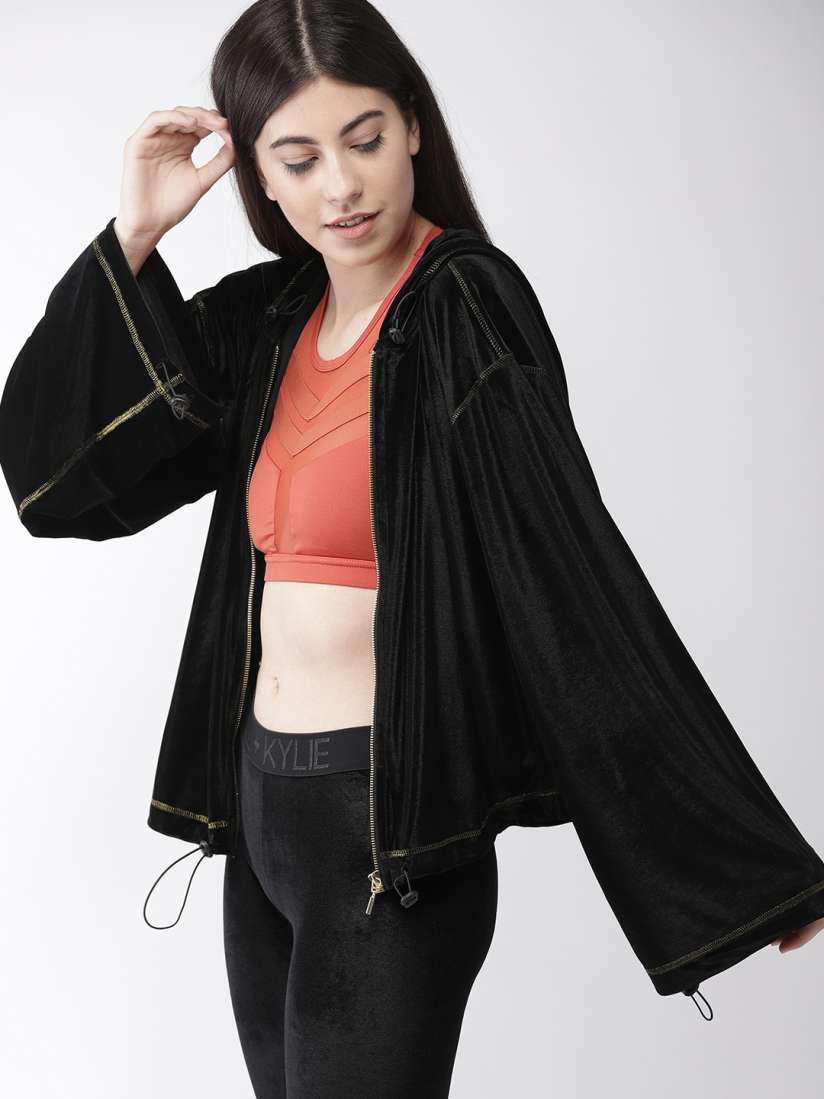 Buy FOREVER 21 Kendall Kylie Women Black Solid Tailored Velvet Jacket Jackets for Women 8825699 Myntra