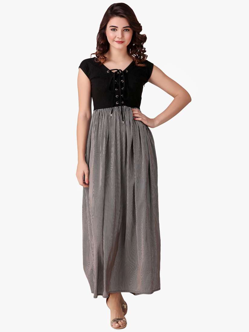 Buy Texco Women Black Striped Maxi Dress Dresses for Women 8827669 Myntra