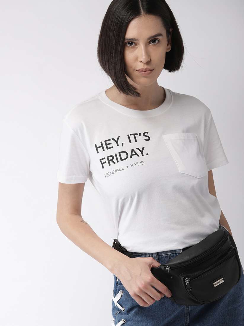 Buy FOREVER 21 Kendall Kylie Women White Printed Round Neck T Shirt Tshirts for Women 8829117 Myntra