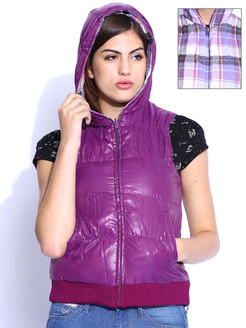 Buy Flying Machine Women Purple Padded Hooded Reversible Jacket Jackets for Women 88354 Myntra