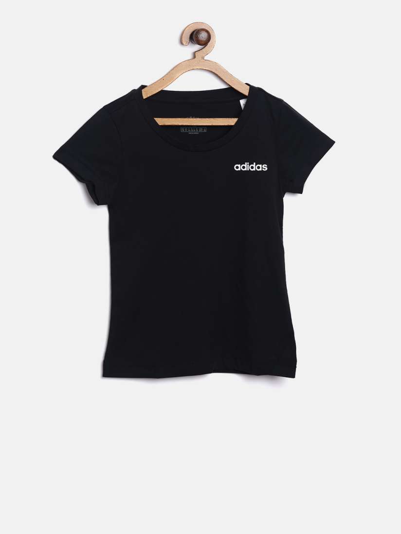 Buy ADIDAS Girls Black Solid YG Essentials Plain Round Neck T shirt Tshirts for Girls 8843249 Myntra