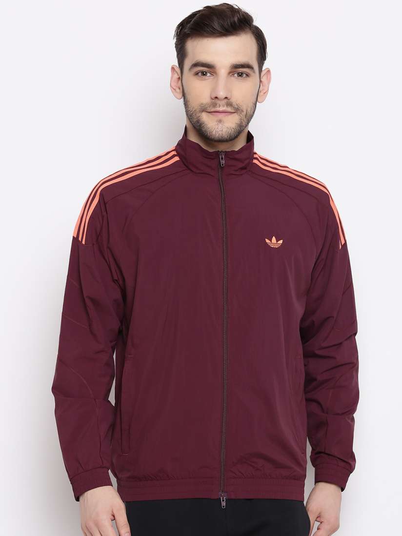 Maroon adidas jacket mens on sale
