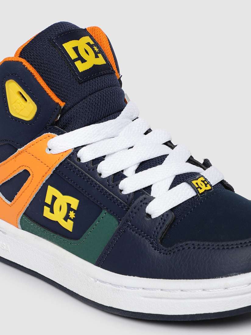 Buy DC Boys Navy Blue Orange Colourblocked Mid Top Leather Sneakers Casual Shoes for Boys 8863149 Myntra