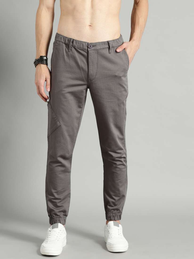 Buy Roadster Men Grey Regular Fit Solid Joggers Trousers for Men 8872775 Myntra