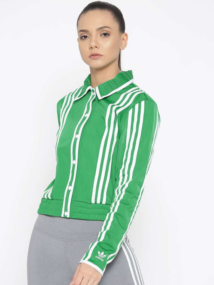 Buy ADIDAS Originals Women Green White Striped Track Jacket Jackets for Women 8874985 Myntra
